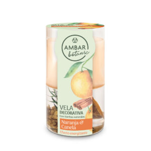 AMBAR Botanic Świeca Pomarańcza Cynamon 125g | 36h Relaksu | Naturalne Zioła i Aromaterapia