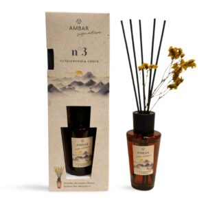 AMBAR Signature n°3: Wyrafinowany Zapach Sandalwood & Amber w Butelce 85ml z Dekoracyjnym Kwiatem