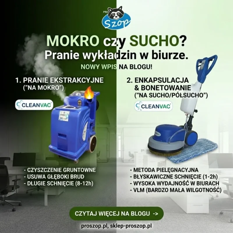 Bonetowanie (Enkapsulacja) vs Pranie Ekstrakcyjne. Kiedy prać wykładziny biurowe "na sucho", a kiedy "na mokro"?